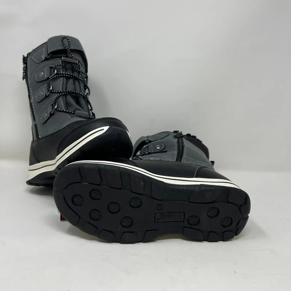 Totes Diamond 2 Kids Size 13 Grey Black Winter Snow Boots NWT Thermolite Zip